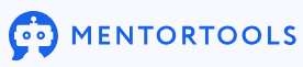Das MentorTools-Logo zeigt ein blaues Symbol einer Person mit kreisförmigen Linien innerhalb einer Kopfsilhouette, neben dem Wort MENTORTOOLS in fetten blauen Großbuchstaben auf hellem Hintergrund.